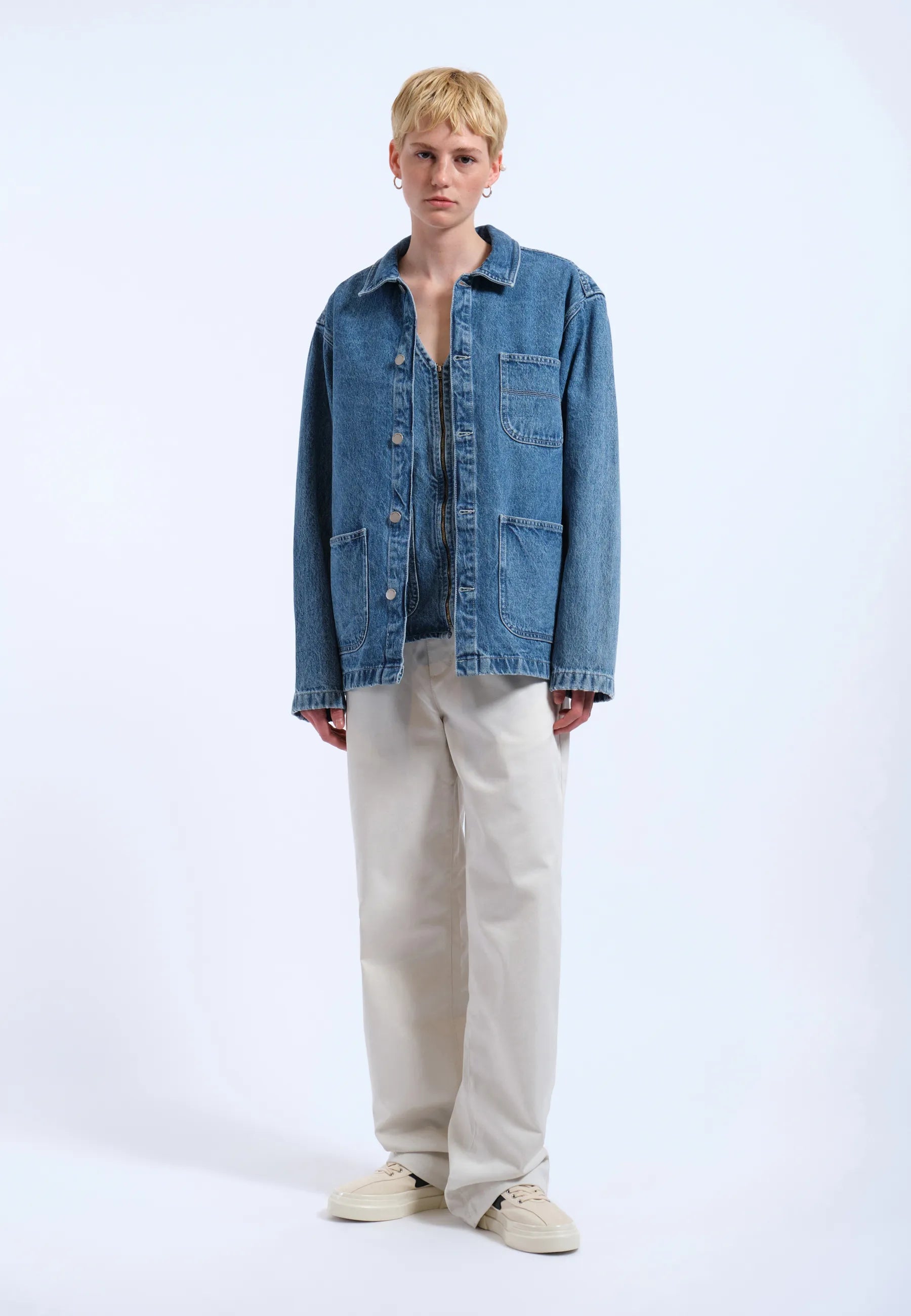 Dr. Denim | Devon Worker Jacket - Stream Sky Retro Contrast