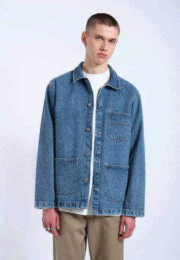 Devon Worker Jacket - Stream Sky Retro Contrast | Denim & Good Devon Worker Jacket - Stream Sky Retro Contrast | Denim & Good