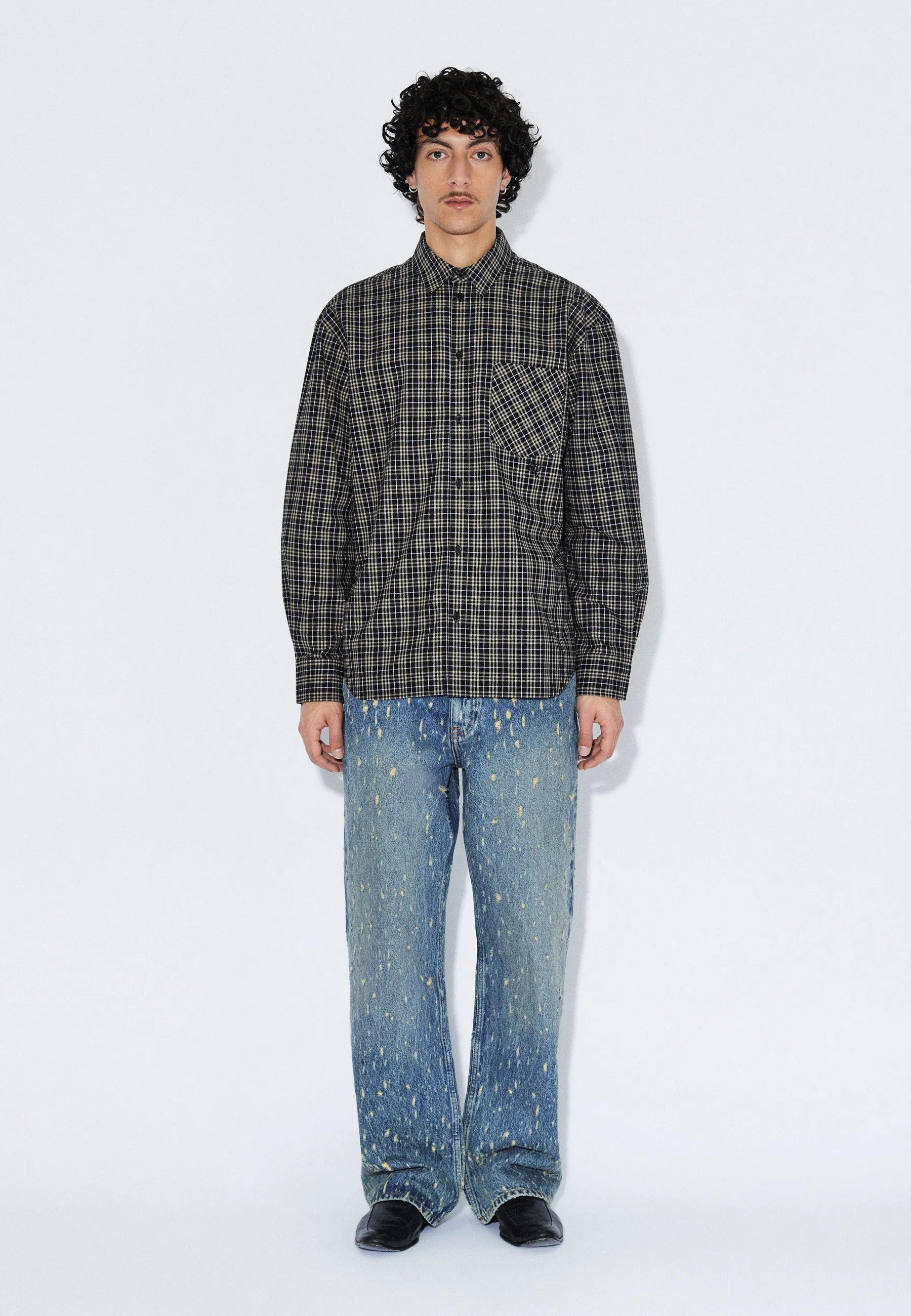 2611111BF8_DrDenim_WesShirt_BlackSummerCheck_Main_M1_1
