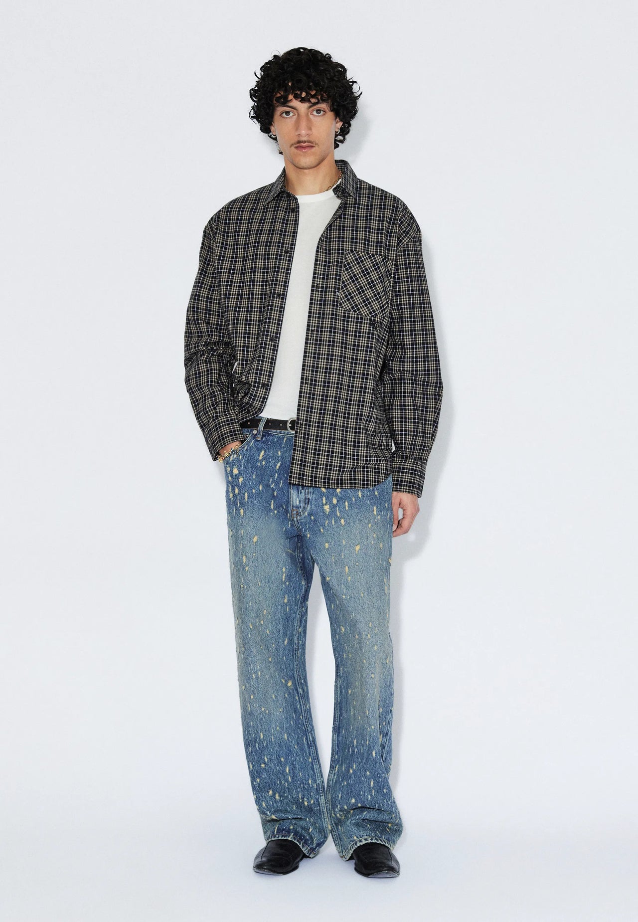 2611111BF8_DrDenim_WesShirt_BlackSummerCheck_Main_M1_1