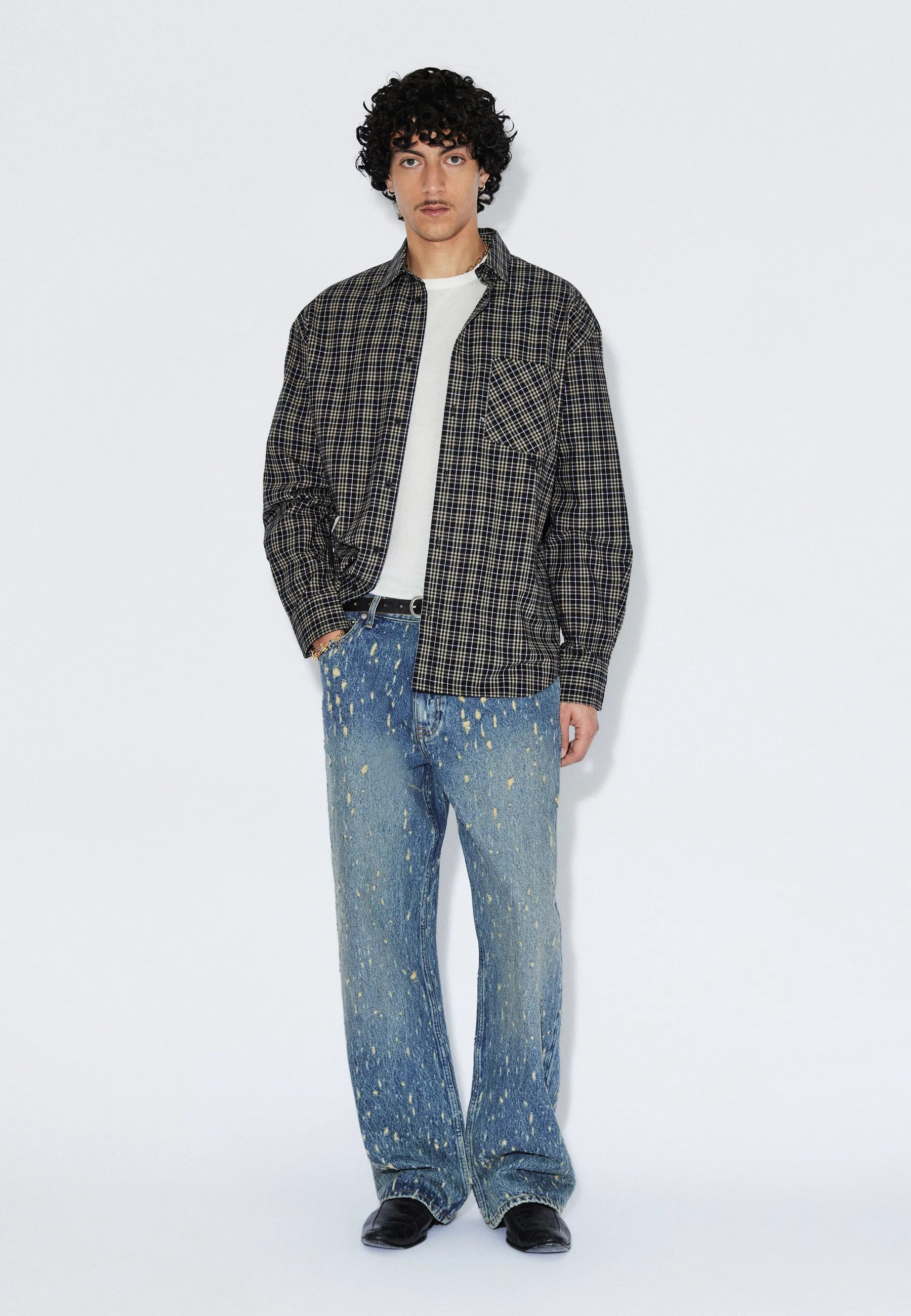 2611111BF8_DrDenim_WesShirt_BlackSummerCheck_Main_M1_2