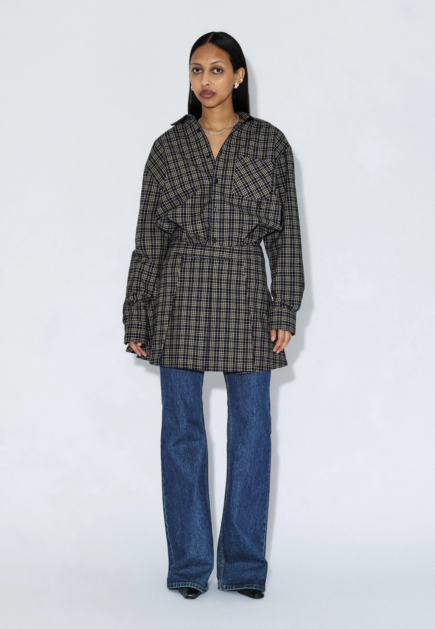2611126BF8_DrDenim_ZoneSkirt_BlackSummerCheck_Main_W1_1