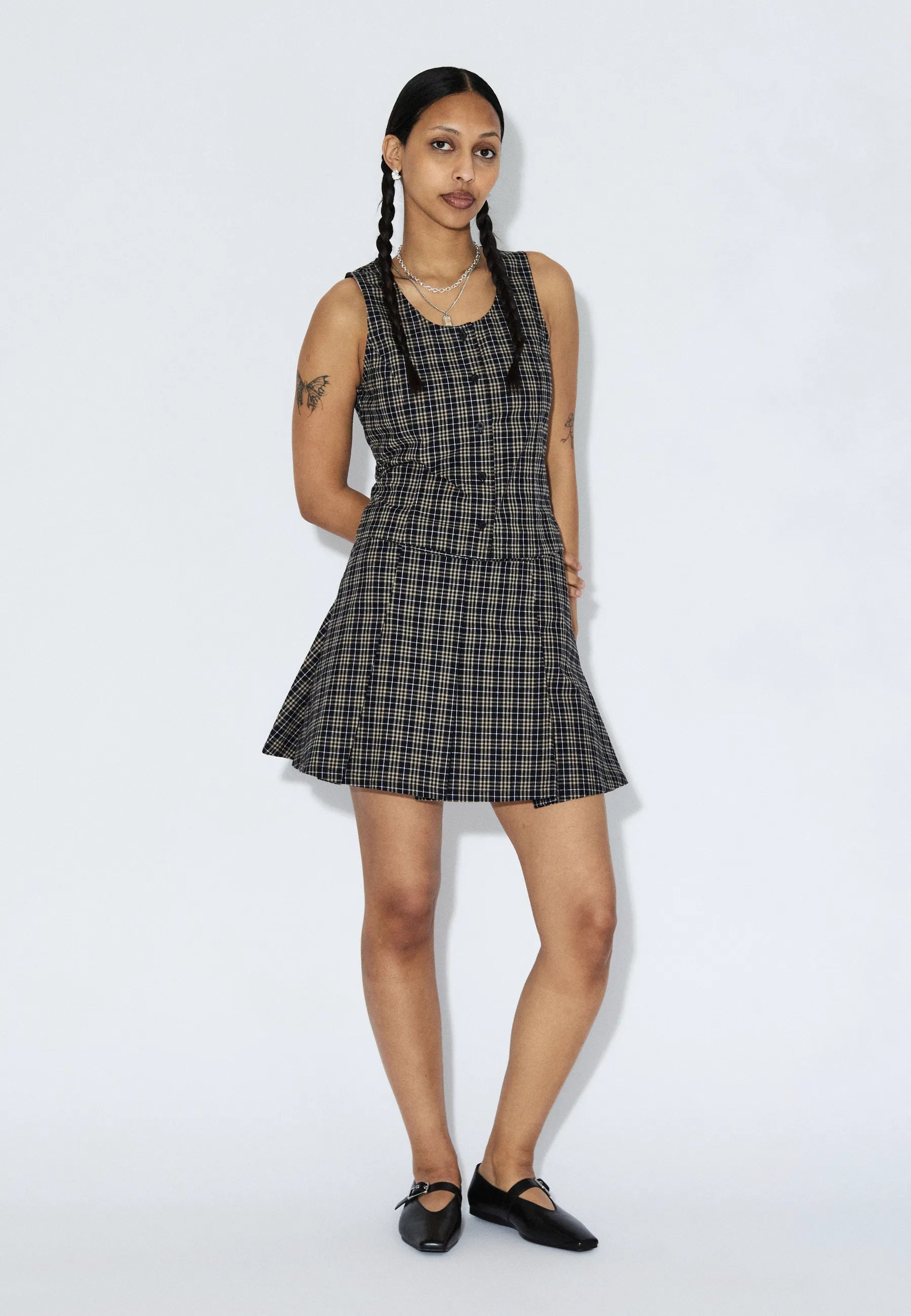 2611126BF8_DrDenim_ZoneSkirt_BlackSummerCheck_Main_W1_2