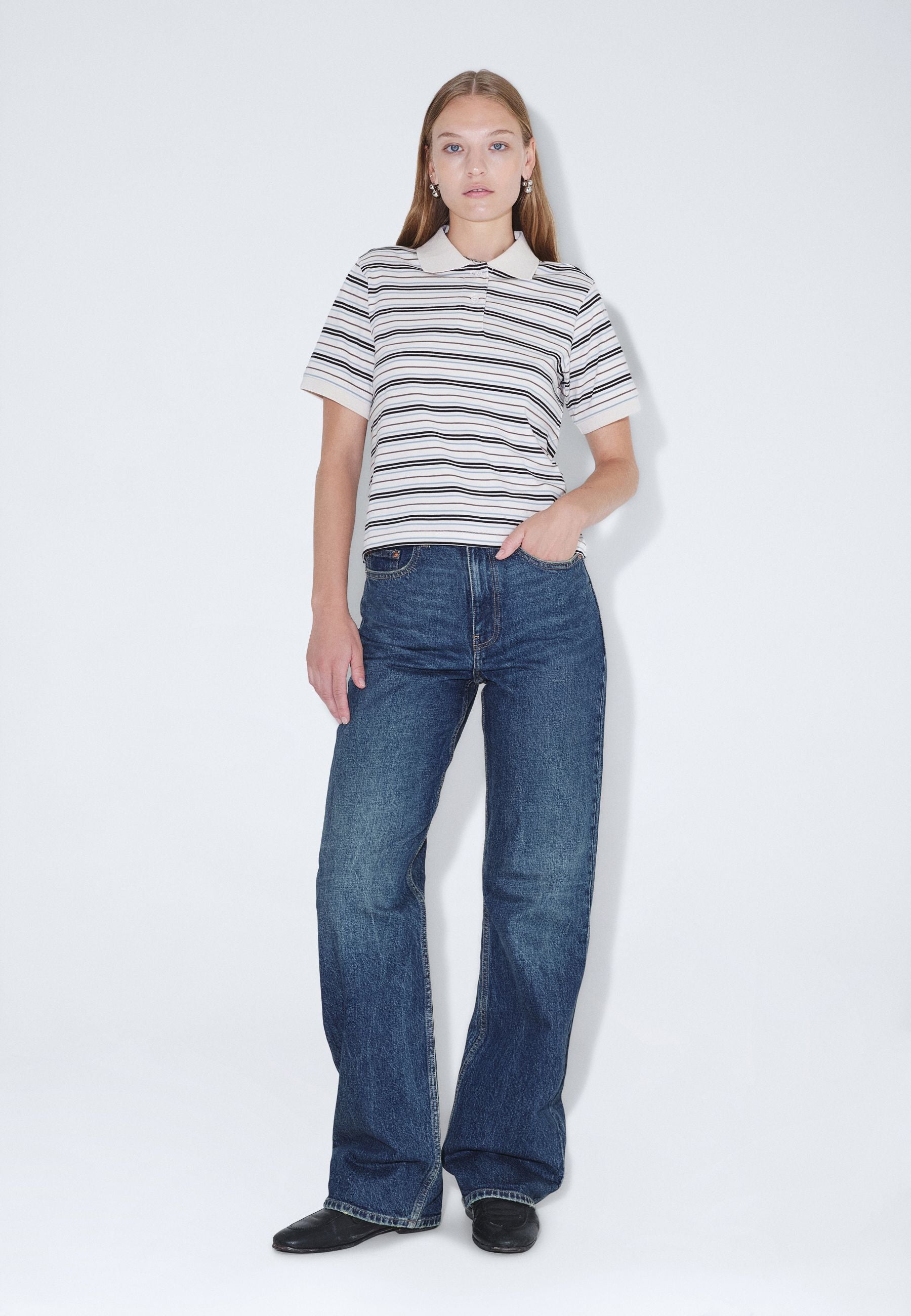 2621106BL3_DrDenim_JadeSSPolo_EcruStripe_Main_W1_1