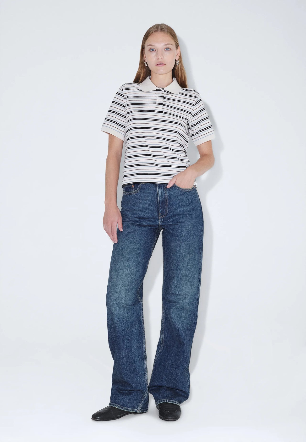 2621106BL3_DrDenim_JadeSSPolo_EcruStripe_Main_W1_1