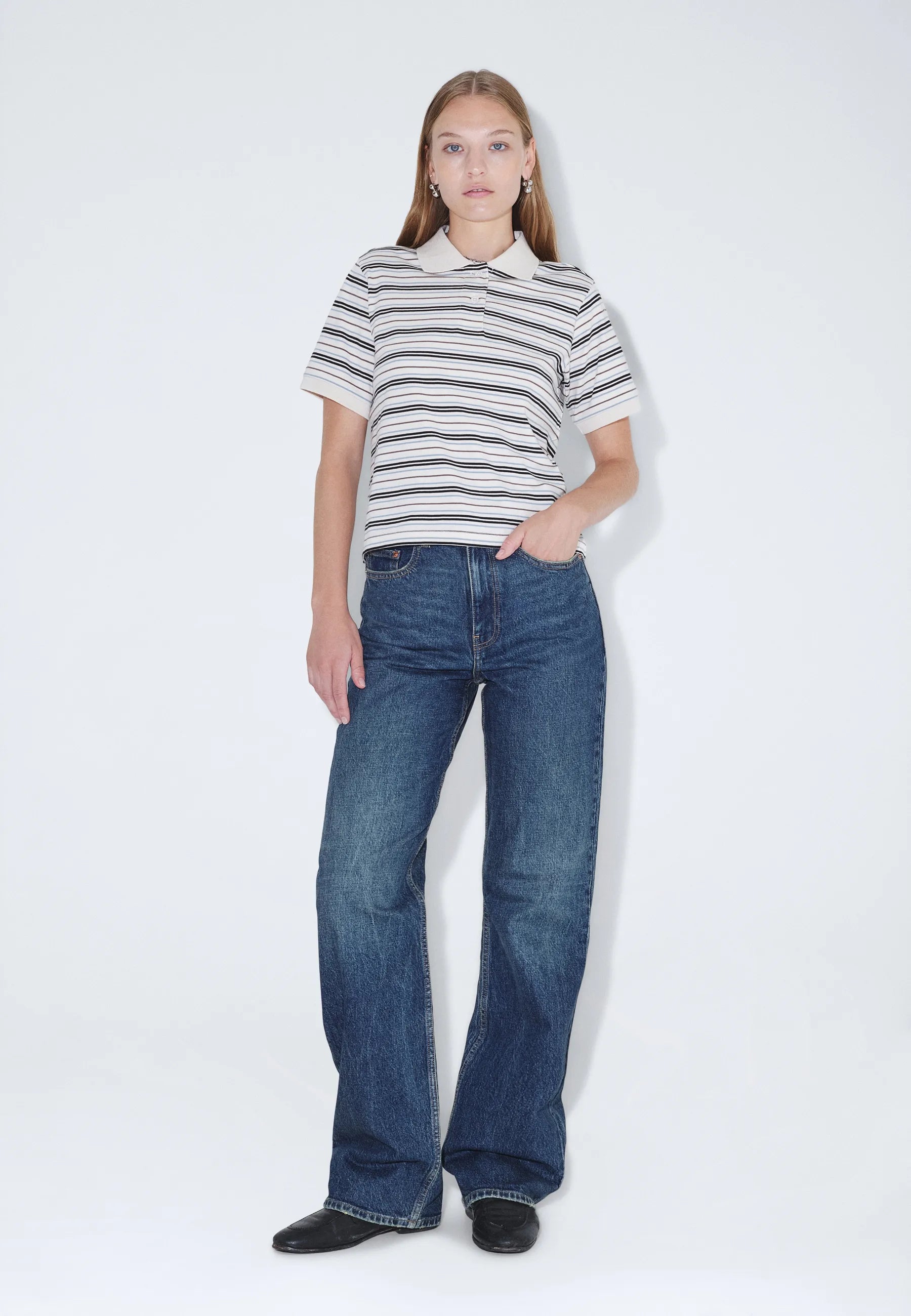2621106BL3_DrDenim_JadeSSPolo_EcruStripe_Main_W1_1