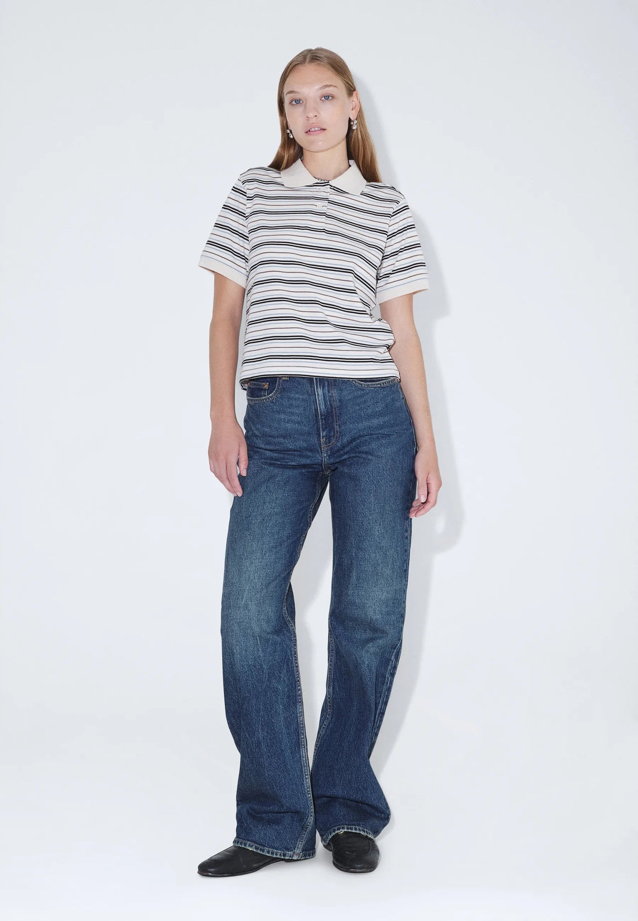 2621106BL3_DrDenim_JadeSSPolo_EcruStripe_Main_W1_1